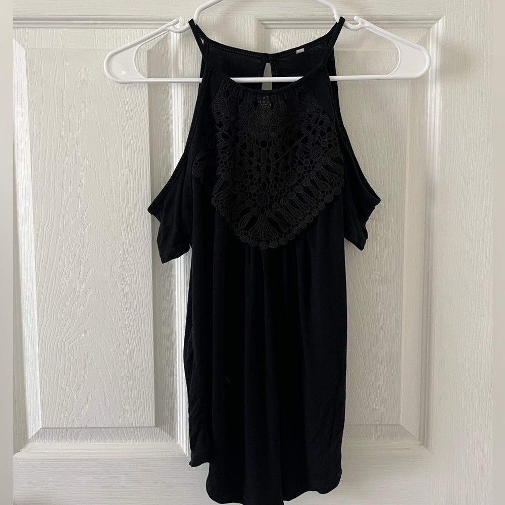 Elegant Black Cold Shoulder Top